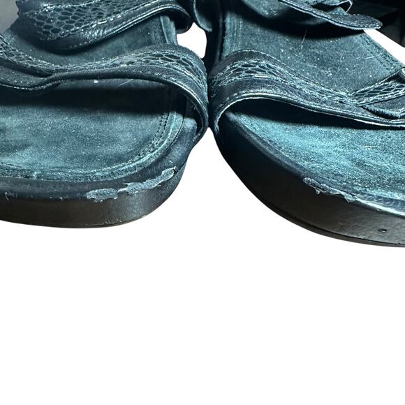 Aetrex Sandalistas Black Leather Sandals Adjustable Orthopedic Comfort Sz 8 1/2 - Picture 4 of 12